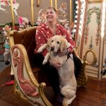 Andrea Giudice and her guide dog at the New England Carousel Museum