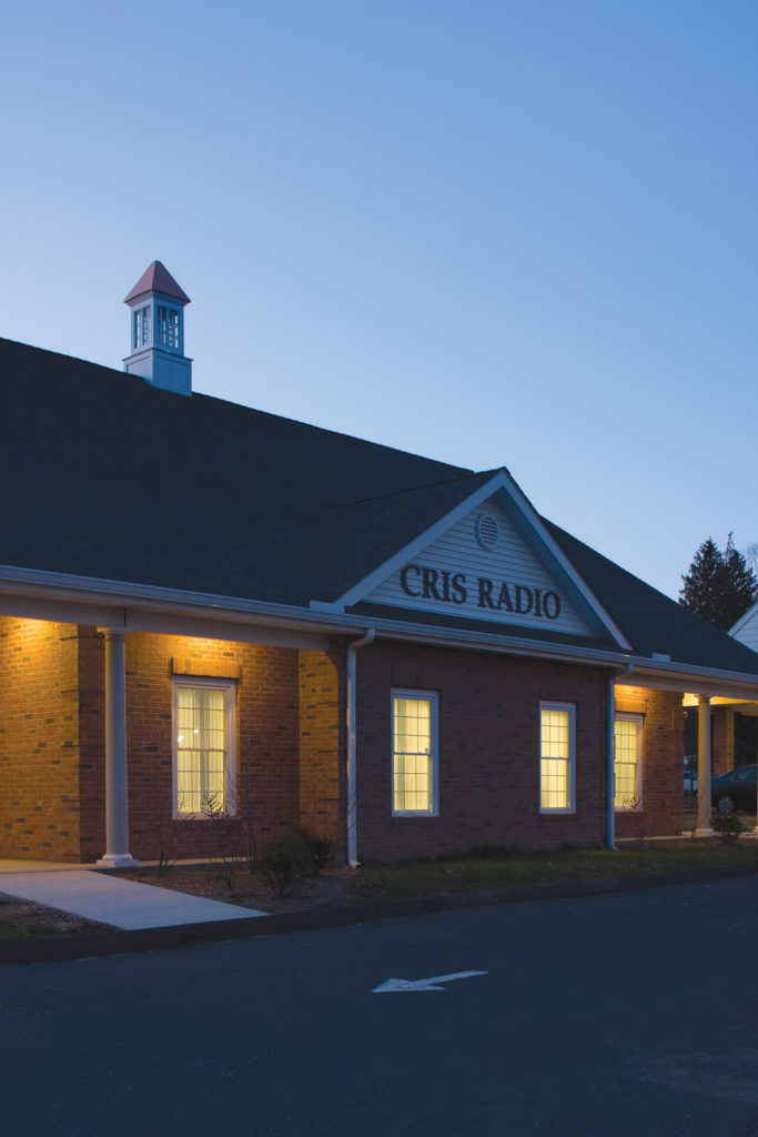CRIS Radio building at dusk