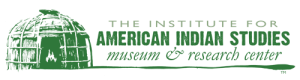 Logo for The Institute for American Indian Studies Museum & Research Center, featuring a stylized green dome-shaped structure on the left and the organization’s name in green text on the right.